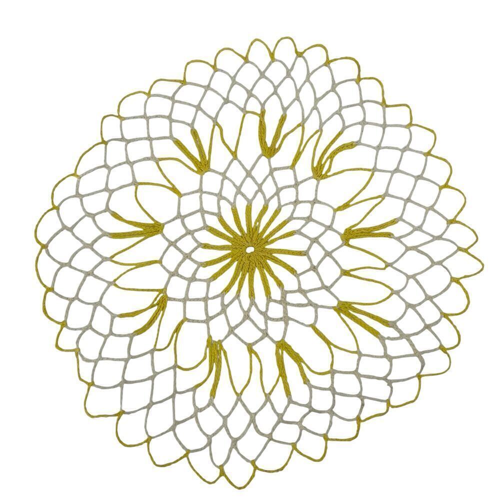 Vintage Doilies Crochet Set‎ of 3 Wide Knit Yellow Orange White - Picture 5 of 10